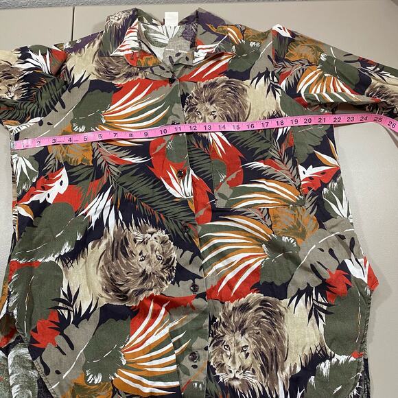 Just Four Inc Mens 38 Medium Floral Hawaiian Shirt Short Sleeve Tee Top Button - Picture 9 of 11
